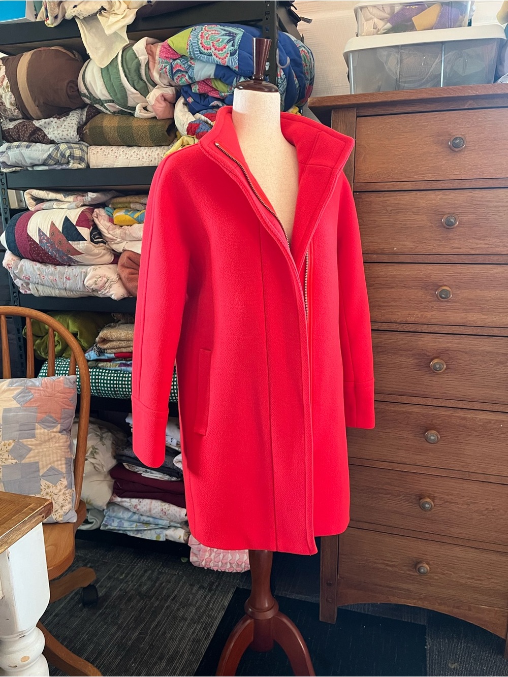 J. Crew Stadium Cloth by Nella Gori Red Wool Coat